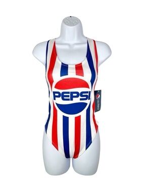 Pepsi Retro Striped One-Piece Swimsuit - Size Medium